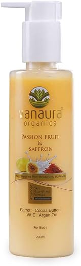 Vanaura Organics body lotion moisturizing lotion Passion Fruit and Saffron Skin Repairing Rich Moisturizing Body Milk Crea...