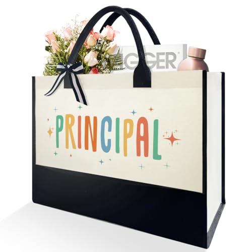 Teacher Principal Tote Bag Teachers Day Retirement Week First Day Back to School Christmas Birthday Gifts for Principal Teacher Thank You Appreciation Gifts