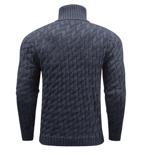 Men's Slim Fit Turtleneck Sweater Cable Knitted Pullover Sweaters4