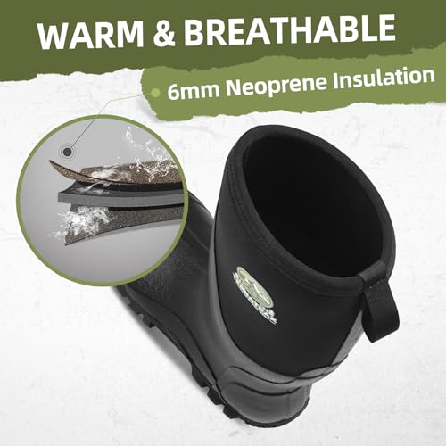 Men's Waterproof Rubber Muck Rain and Work Boot – Durable 6mm Neoprene Insulated, Ideal for Fishing Hunting & Farming3