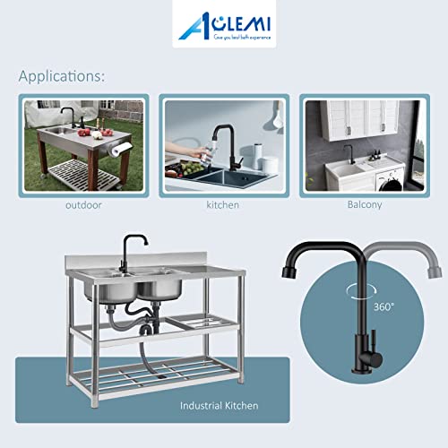 Aolemi Black Cold Only Water Kitchen Faucet Commercial Bar Tap Single Lever Handle 304 Stainless Steel Decked Mounted Single Hole Modern #TOP6
