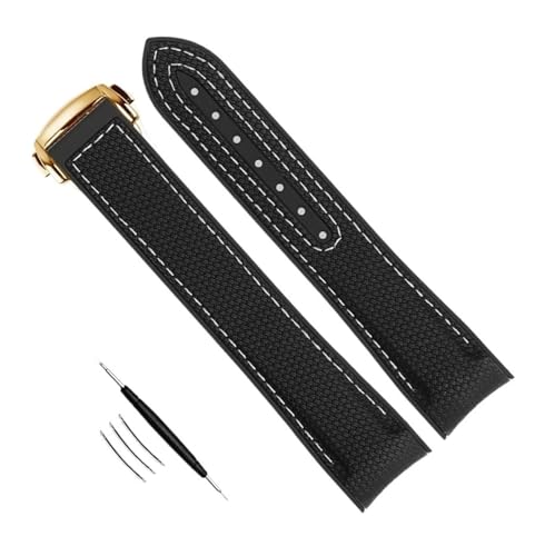 Bracelet de montre en silicone 22mm courbe avec boucle déployante robuste