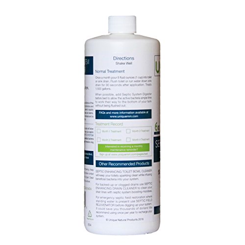 Unique Septic System Digester - 16 Monthly Treatments- Helps Prevent Sewage Back-Ups, Clogs, Odors - For Household Use, 128 oz. (1 gallon)