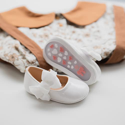 ohsofy Infant Baby Girls Mary Jane Flats Non-Slip Bowknot Princess Wedding Dress Shoes Toddler Crib Shoes4
