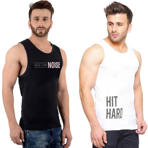 Image of hotfits Men's Quick Dry Workout Tank Top Gym Muscle Tee Fitness Bodybuilding Sleeveless T Shirt, Gym Vest- Pack of 2
