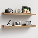 RICHER HOUSE Oak Floating Shelves for Wall Set of 2, 60 CM Wood Floating Shelves Modern for Photo Ledge Display, Wall Decor, for Room Decor, Living Room, Bedroom, Bathroom, Kitchen, Laundry - Image 5