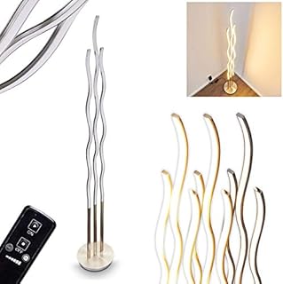 LED Floor lamp, dimmable via provided Remote Control, freestanding Floor luminaire with Exceptional Design, Made of Metal, Permanently Integrated LEDs