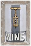 Dimensions : 50 x 33 x 4 cm AVENUELAFAYETTE Décoration Murale Bois - Tableau Cadre - Cuisine Tire Bouchon Wine Vin - Vintage rétro - Campagne - 50 x 33 cm (Wine Blanc)
