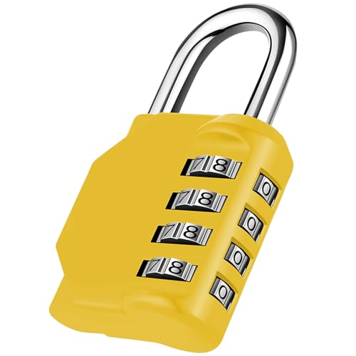 NAGE Combination Lock for Locker, 4 Digit Resettable Gym Lock, Weatherproof Combination Lock Outdoor for Gym School Sports Locker, Fence, Gate, Toolbox, Case, Hasp Storage (1 Pack, Yellow)
