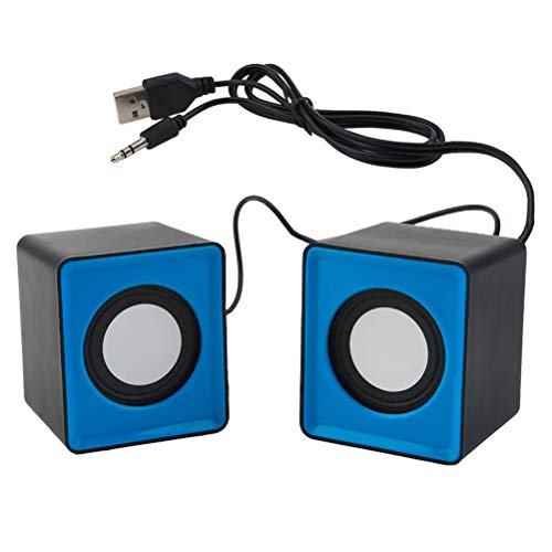 Jrechio Mini stéréo de 1 Paire USB 2.0 Haut-Parleur de Musique Portable for Ordinateur de Bureau en Forme de carré Bleu zhengzilu