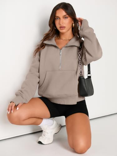 Image of AUTOMET Womens Sweatshirts Half Zip Fleece Pullover Fall Outfits | Fall Fashion Clothes 2026,Cropped Hoodies,Cute Y2k Tops,Quarter Zipper Sweater,Winter Loungwear Outfits