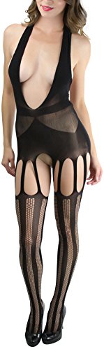Image of ToBeInStyle Women's Bodystocking Bustier Garter Lingerie Suspender Thigh High Stockings