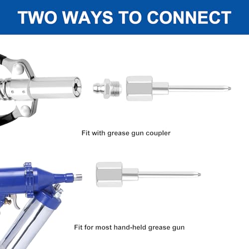 Image of 5Pcs Grease Gun Needle Nozzle Kit,Include 4Pcs 1 /8 Inch 18G NPT Threads Grease Gun Needle Tips and 1Pcs Narrow Grease Needle Dispenser for Injecting Grease into Small and Confined Spaces