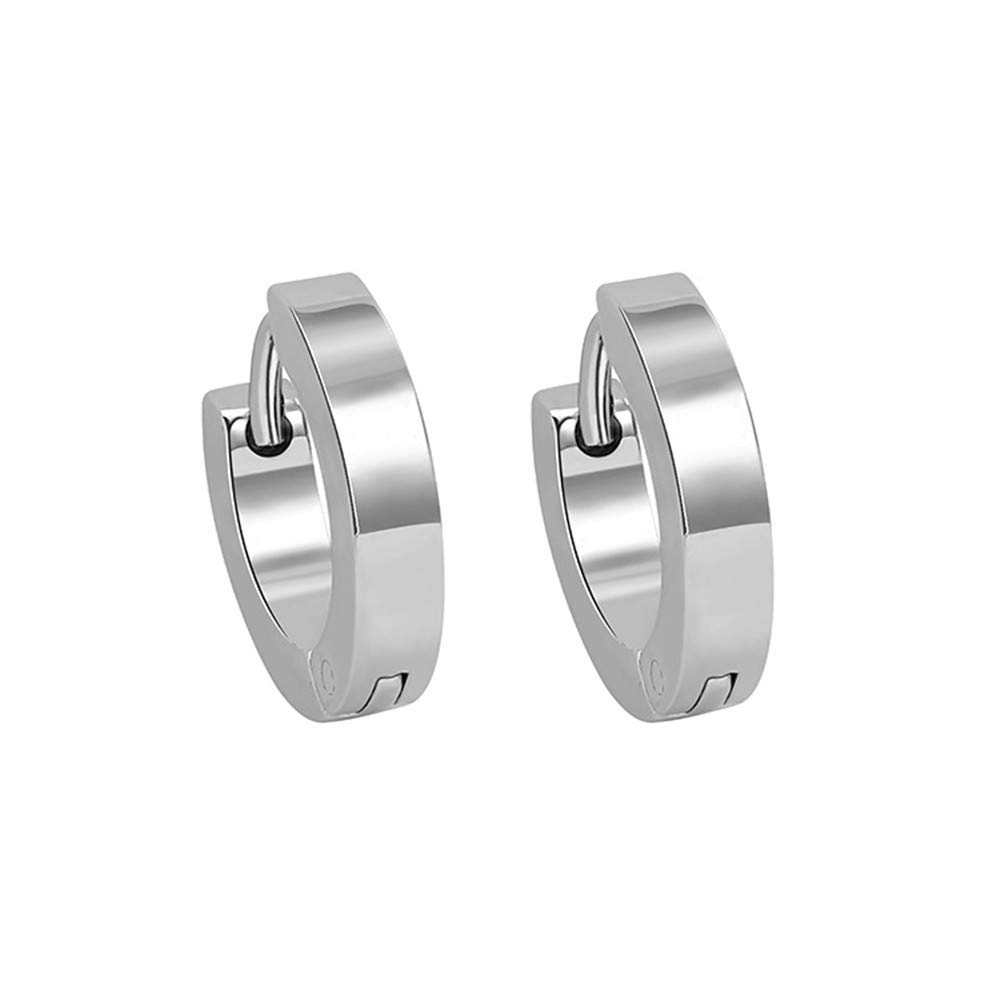 Aretes de aro pequeños de acero inoxidable de moda únicos para hombres y mujeres, Oro rosa Acero inoxidable Plata, 3 2