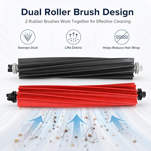 Image of 4 set Replacement Main Brushes Compatible with Roborock S8 Pro Ultra,S8,S8+,Q8 Max,Q8 Max+,Q5 Pro,Q5 Pro+,Q5 Max+,4 Sets Dual Rubber Roller Brush Parts,Anti-Tangle Sweepers for Pet Hair & Hard Floor