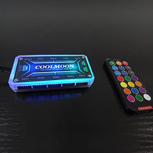 kdjsic COOLMOON - Mando a distancia RGB DC12V 5A LED controlador inteligente de color con 10 puertos de ventilador de 6 pines, 2 puertos de barra de luz de 4 pines - imagen 8