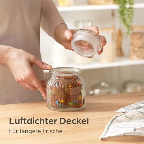 Praknu 6er Set Bonbongläser 700ml – Candy Bar – Vorratsgläser mit Deckel – Ansicht 3