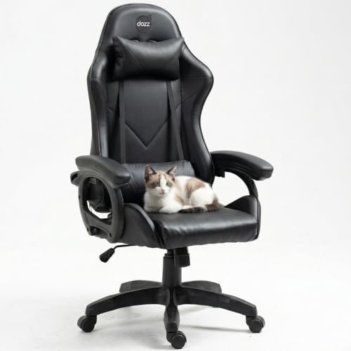 Cadeira Gamer DAZZ X-Rocker Preta, Almofadas Lombar e Cervical, Cadeira de Escritorio Ergonômica com Ajuste de Altura Encosto Reclinável e Mecanismo Borboleta para Jogos Home Office...