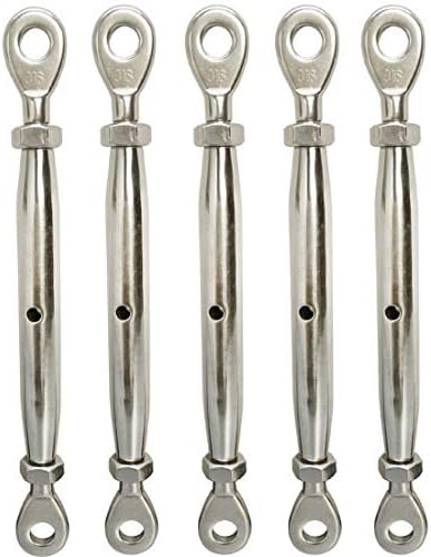 Tensor de ojal a ojal de acero inoxidable 316, cuerpo cerrado, 1/4 pulgada, 5 unidades, capacidad de carga de trabajo de 300 libras miniatura 3