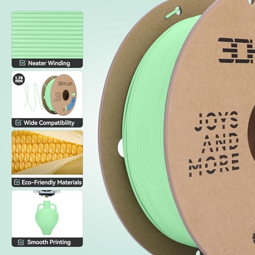 Image of 3DHoJor Matte PLA Filament 1.75mm Matte Green, PLA 3D Printer Filament, 1kg Spool (2.2lbs) PLA Filament, Fit Most FDM 3D Printer