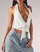 MISSACTIVER Women’s Sexy Halter Top Backless Wrap Twist Crop Tops Y2K Plunge Deep V-Neck Bandage Crop Tank Top Corset Cami White