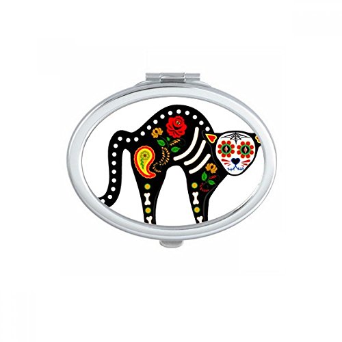 Miroir compact chat noir d'os cœur ovale aux finitions soignées