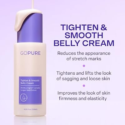 GOPURE Tighten & Smooth Belly Cream - Clinically Tested with MicroTight4 Complex to Reduce the Appearance of Cellulite & Stretch Marks - Quick Absorbing for Smoother, Firmer-Looking Skin, 4.25oz