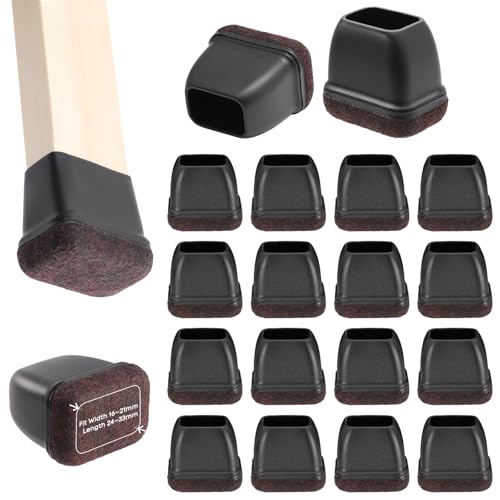 Xisair 16 Protezioni per Gambe di Mobili, Silicone con Feltro Protezione Piedi Rettangolare per Sedia e Tavolo, Proteggere il Pavimento, Antiscivolo, Eliminazione del Rumore, Piccole - Nero