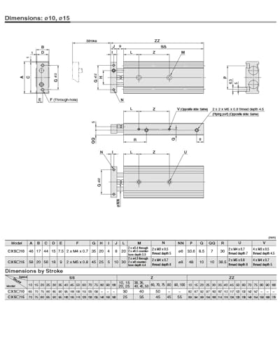 Vérin pneumatique double tige TR32x90 avec aimant intégré pour guidage précis