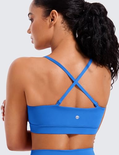 Image of CRZ YOGA Butterluxe Thin Strap Sports Bra | Light Support, Removable Pads, Yoga, Extremely Soft, Square Neck, Adjustable Back, for Women