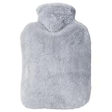 Wärmflaschenbezug, Nur Flauschiger Bezug, Überbezug Wärmflasche für 2-Liter-Wärmflasche Heiße und Kalte Kompresse Handfüße Wärmer (2L, Grau)