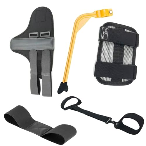 MUSKULO MONSTRO Golf Swing Trainer Aids Set, Golf Posture Correction Tools, 6 PCS-Arm Band, Elbow Correction, Wrist Hinge Trainer, Wrist Brace Band, Leg Rod Corrector, with a Strap Carrying Bag
