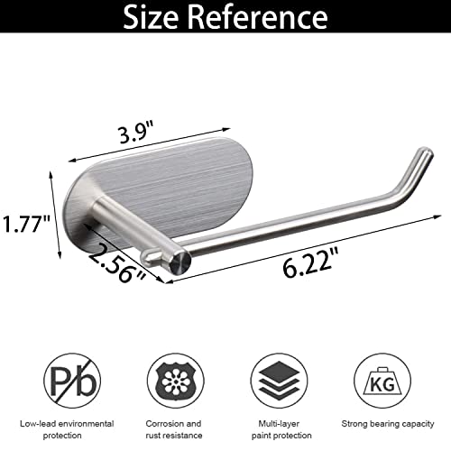 Tocten Toilet Paper Holder Self Adhesive, Stainless Steel Stick Toilet Paper Roll Holder, No Drilling Tissue Holder Easy To Install, Paper Holder Suitable For Bathroom, Office, Kitchen(Brushed, 6.7In) #TOP6