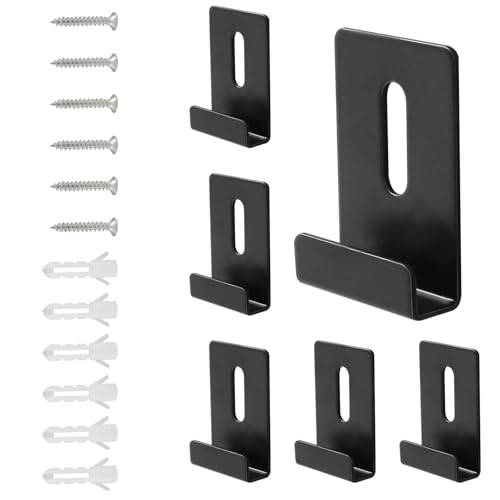 Image of 6Pcs Mirror Mounting Clips, Wide Channel Bathroom Mirror Hanger, Heavy Duty Mirror Holder Clips, Mirror J Hook with Screw for Wall Mounting Frameless Mirror ( Black)