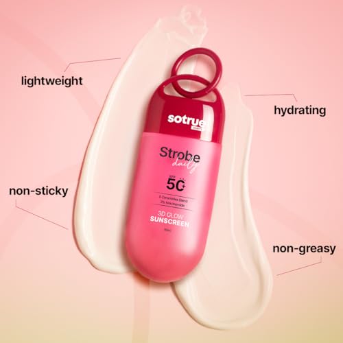Image of Sotrue Daily Strobe Cream SPF 50 for Radiant Glowing Skin | Illuminating Face Moisturizer + Highlighter + Sunscreen | Hydrating Dewy Base with 3D Glow | All Skin Types