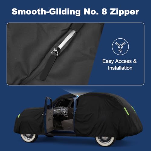 Image of QUNSUNUS Car Cover for Ford Deluxe 1937-1940 Sedan /Coupe with Cotton Lining | Waterproof Outdoor All Weather Deluxe Car Covers, Heavy 420D Oxford Full Deluxe Cover, with Zipper and Adjustable Straps