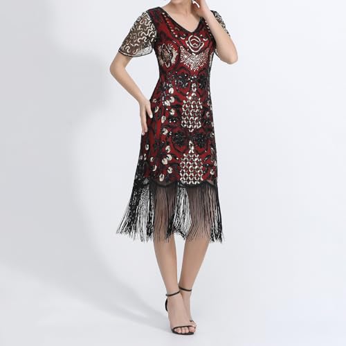 Robe des années 20 pour femme Gatsby avec franges et paillettes costume Charleston - 5