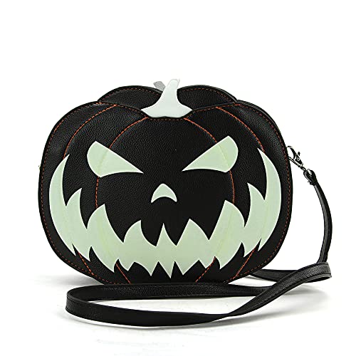 Halloween Purse | Pumpkin Purse | Glow in the Dark Jack O Lantern Pumpkin Crossbody Bag in Vinyl | Two Faced Jack O Lantern Bag