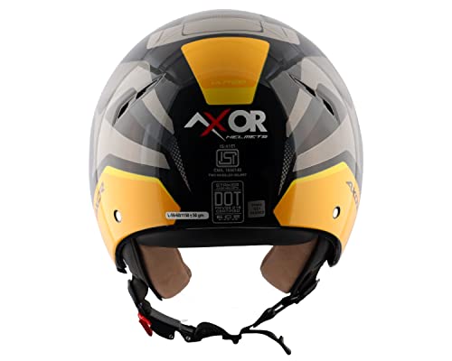 Image of Axor Striker Ultron ISI ECE DOT Certified Lightweight Open Face Dual Visor Helmet for Men and Women with Outer Clear Visor and Inner Smoke Sun Visor Black Yellow(M)