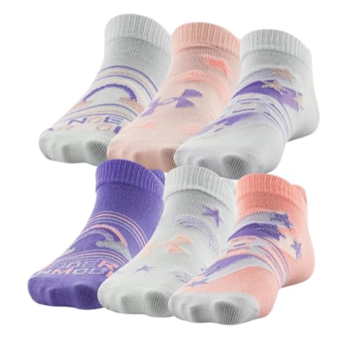 Under Armour Girl`s Essential No Show Socks 6 Pack (Assorted(U0221P6-082, Small)