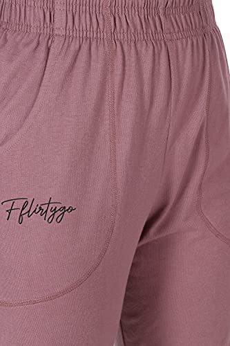 Image of Fflirtygo Cotton Solid Joggers /Track Pant /Solid Pajama /Leggings �100% Export Quality Soft Cotton Night Wear /Pocket Pyjama for Women Lavender Pyjama