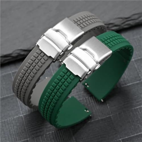 Bracelet montre silicone 22mm boucle déployante vert armée - 2