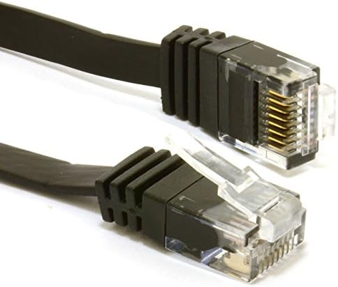 Płaski kabel sieciowy Ethernet CAT6 Ethernet LAN kabel krosowy przewód stratny profil Gigabit RJ45 5 m czarny [5 metrów/5 m]