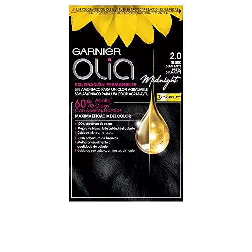 Garnier Olia - Coloración Permanente sin Amoniaco, con Aceites Florales de Origen Natural - Tono Negro Diamante 2.0