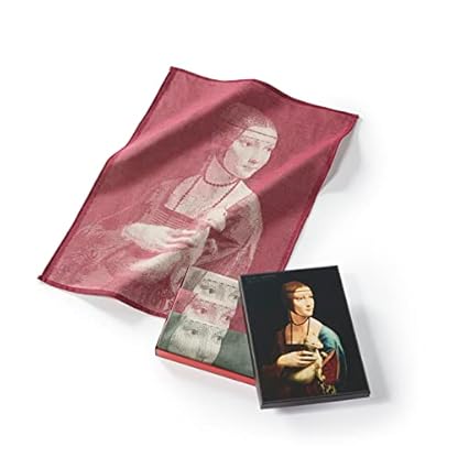 Musearta Unisex Geschirrhandtücher im 3er Set mit dem Motiv Lady with an Ermine des Künstlers Leonardo da Vinci aus Baumwolle in der Größe 50x70 cm, TT-LV-LE-10-V424198