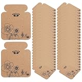 WRITWAA Tarjetas Porta Pendientes de Papel Kraft 100 Unidades Perforaciones y Soporte para Exhibir Joyas en Ferias y Profesionales
