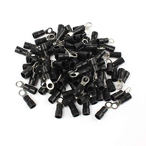 50PCS RV3.5-5 Black Ring Insulated Terminal Suit 2.5-4mm2 Cable Crimp Terminal Cable Wire Connector