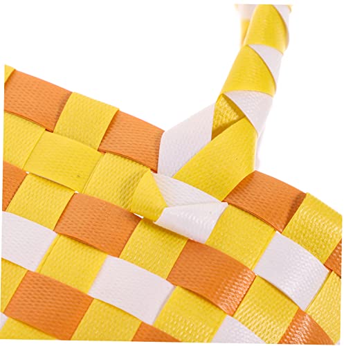Zerodeko 3 Pecas cesta de mão tecida cesta de piquenique plástico bolsa de frutas decoração bolsa fe