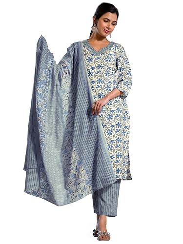 MIRCHI FASHION Pure Cotton Women Straight Jaipuri Floral Print Ku...