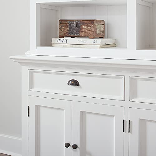 Novasolo Halifax Mahogany Solid Wood Buffet Hutch Unit With 8 Shelves In White #TOP1